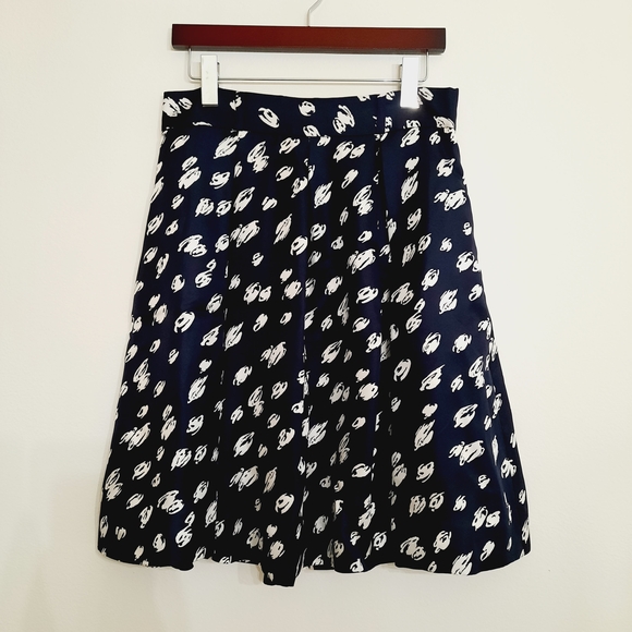 Kate Spade Navy and White Lillith silk skirt 10 - Picture 4 of 7